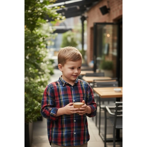 Chaps Other - Chaps Baby Boy Plaid Dress Shirt SZ 3T Button Down Blue Red Long Sleeve Preppy